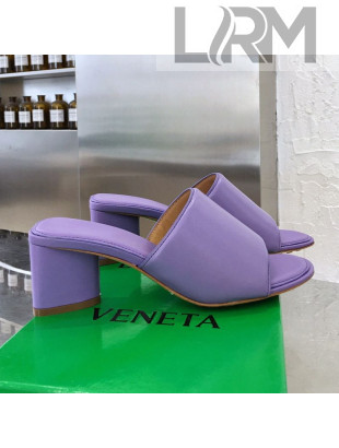 Bottega Veneta Band Calfskin Heel 5cm Sandals Purple 2021 21
