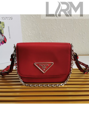 Prada Nylon and Leather Identity Shoulder Bag 1BD263 Red 2020