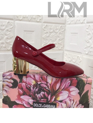 Dolce & Gabbana DG Patent Leather Mary Janes Pumps Red/Gold 2021 111503