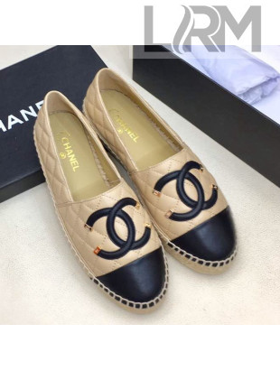 Chanel Quilted Leather CC Classic Espadrilles Beige 2019