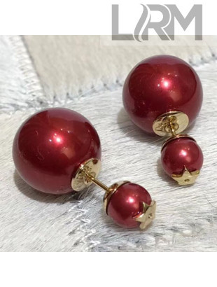 Dior Tribales Resin Beads Stud Earrings Red 2019