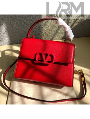 Valentino Small VSLING Grainy Calfskin Top Handle Bag 0530S Red 2019
