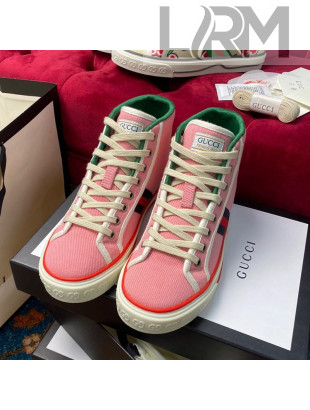 Gucci Tennis 1977 High Top Sneakers in Pink Canvas 13 2020 (For Women and Men)