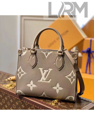Louis Vuitton OnTheGo PM Tote Bag in Giant Monogram Leather M45659 Grey/White 2021