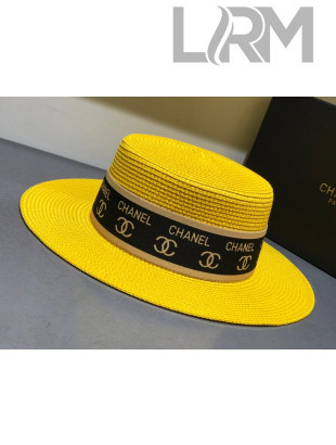Chanel Straw Wide Brim Hat Yellow C71 2021