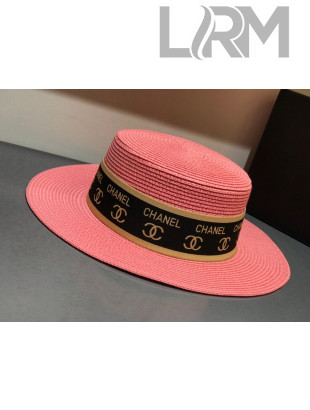 Chanel Straw Wide Brim Hat Pink C72 2021
