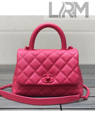 Chanel Quilted Grained Calfskin Mini Flap Bag with Top Handle AS2215 All Pink 2021