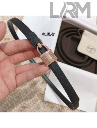Hermes Leather Belt 13mm with Lock Buckle Black 2021