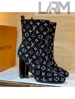 Louis Vuitton Silhouette Monogram Velvet Ankle Boots Black 2021