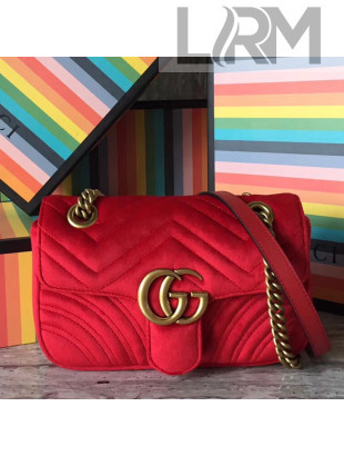 Gucci GG Marmont Velvet Mini Shoulder Bag 446744 Red 2017