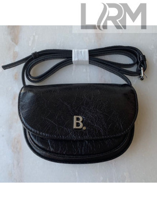 Balenciaga Nappa Calfskin XS Flap B Crossbody Bag Black 2019