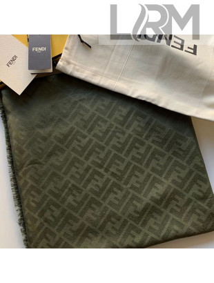 Fendi FF Wool Silk Scarf 140x140cm Green 2020
