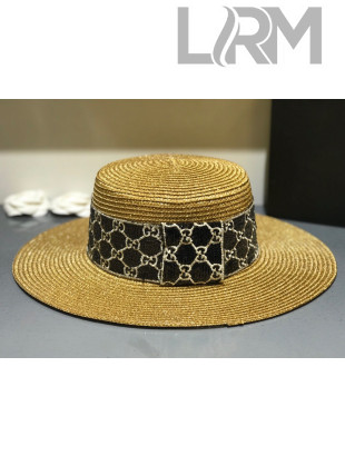 Gucci Straw Wide Brim Hat Gold G28 2021