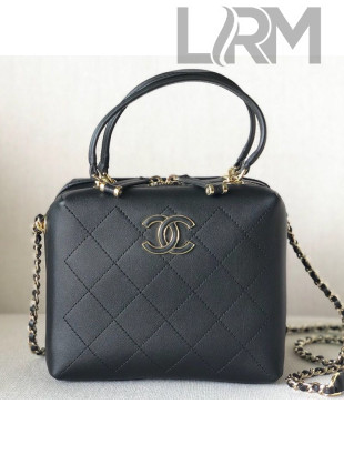 Chanel Quilted Calfskin Leather Top Handle Bag Black 2019