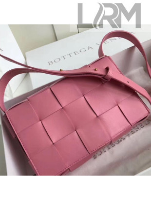 Bottega Veneta Cassette Small Crossbody Messenger Bag in Maxi Weave Pink 2019