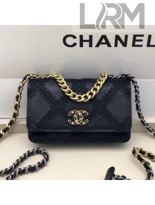 Chanel Crochet Quilted Calfskin 19 Wallet on Chain WOC AP0957 Black 2021 TOP