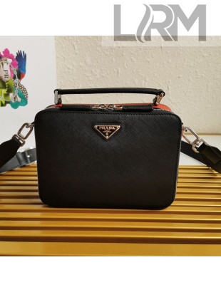Prada Men's Brique Saffiano Leather Cross-Body Bag 2VH069 Black/Red 2020