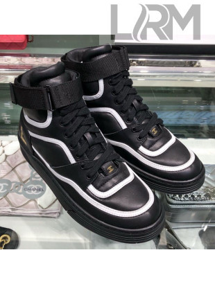 Chanel Leather High-Top Sneakers G35063 Black 2019