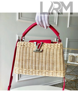 Louis Vuitton Rattan-Weaved and Leather Capucines BB Bag Rouge 2018