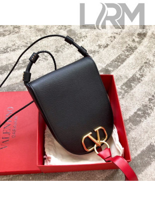 Valentino Medium Goatskin VRing Crossbody Bag 0071 L Black 2019