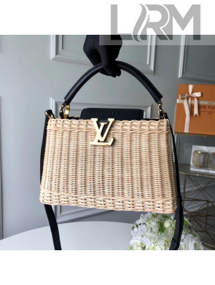 Louis Vuitton Rattan-Weaved and Leather Capucines BB Bag Black 2018