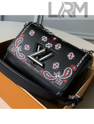 Louis Vuitton Arabesques Flowers Twist MM Chain Shoulder Bag in Epi Leather M53929 Black 2019
