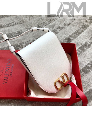 Valentino Medium Goatskin VRing Crossbody Bag 0071L White 2019