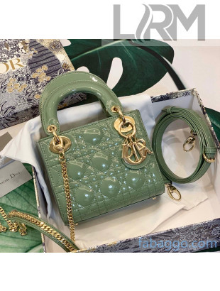 Dior Lady Dior Mini Bag in Green Patent Leather With Goid Hardware 2020