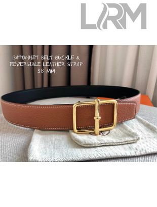 Hermes Batonnet Belt Buckle & Reversible Leather 38mm Brown/Gold 2021