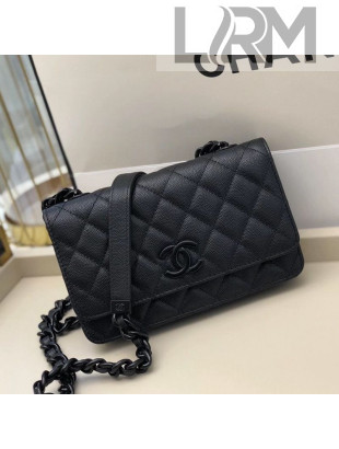 Chanel Matte Quilted Grained Calfskin Wallet on Chain WOC AP1954 Black 2021