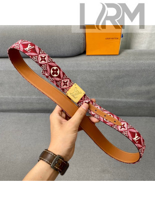 Louis Vuitton Since 1854 Belt 30mm with Square Buckle Burgundy/Gold 2020