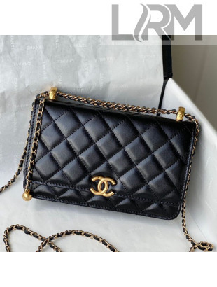 Chanel Calfskin Wallet on Adjustable Chain Strap WOC AP2289 Black 2021