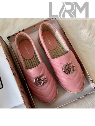 Gucci Matelassé Chevron Leather Espadrille 628086 Pastel Pink 2020