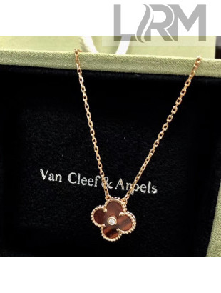 Van Cleef & Arpels Alhambra Necklace With Crystal Deep Red/Rosy Gold