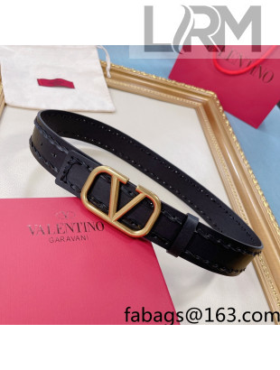 Valentino VLogo Calfskin Belt 40mm with V Buckle Black 2021