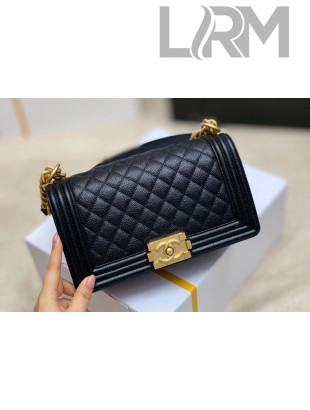 Chanel Quilted Origial Haas Big Caviar Leather Medium Boy Flap Bag Black with Gold Hardware(Top Quality)