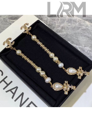 Chanel Pearl Long Clip-on Earrings AB1655 2019