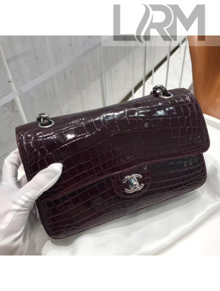 Chanel Alligator Skin Medium Classic Flap Bag Burgundy