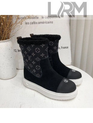 Louis Vuitton Breezy Flat Short Boots in Black Monogram Suede 202003