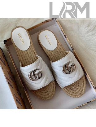 Gucci Matelassé Chevron Leather Espadrille Sandal 573028 White 2020