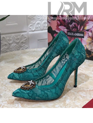 Dolce&Gabbana DG Lace High- Heel Pumps 10.5cm Green 2021