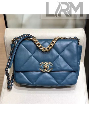 Chanel Lambskin 19 Small Flap Bag AS1160 Blue 2019
