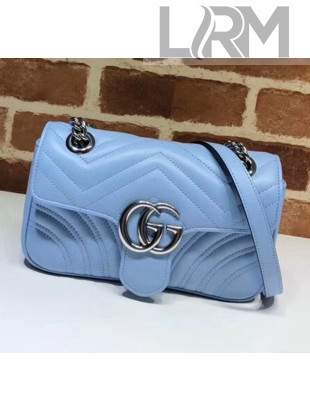Gucci GG Marmont Matelassé Mini Chain Shoulder Bag 446744 Pastel Blue 2020
