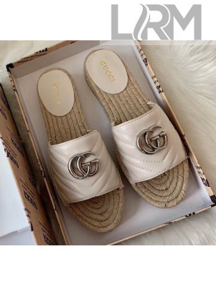 Gucci Matelassé Chevron Leather Espadrille Sandal 573028 Beige 2020