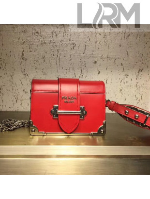Prada Cahier Brushed Calfskin Clutch Bag 1BH018 Red 2018