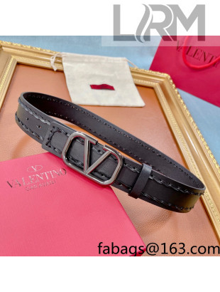 Valentino VLogo Calfskin Belt 40mm with V Buckle All Black 2021