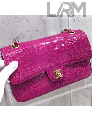 Chanel Alligator Skin Medium Classic Flap Bag Hot Pink