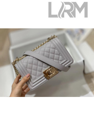 Chanel Quilted Origial Haas Big Caviar Leather Small Boy Flap Bag Grey with Light Gold Hardware(Top Quality)