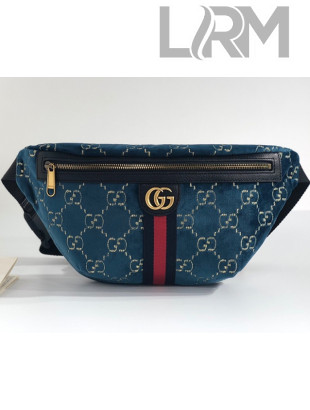 Gucci GG Velvet Belt Bag 574968 Blue 2019