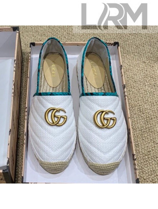 Gucci Chevron Raffia Flat Espadrilles with Double G 578547 White 2019